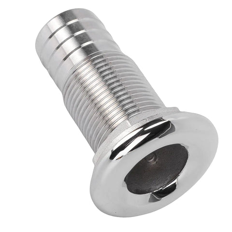 Thru Hull Barbed Fitting 316 Stainless Marine Grade Outlet Inlet Connector Three Quarters Inch for yacht and boat use.