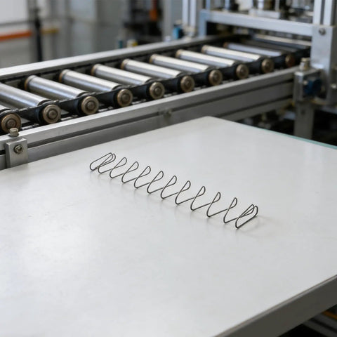 Flat Compression Spring Set Stainless Steel 2 Pcs For Industrial Machinery, Trapezoidal Wire Form, High Strength, Easy Install, Square Flat And Rectangular Coil Design, Pro Grade For Mechanical Applications And Spare Parts on conveyor