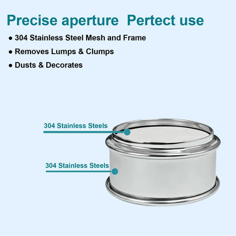 Boss Grade 304 Stainless Steel Mesh Sieve Screen 200 Mesh 0.075mm Aperture 2.4 Inch Diameter with steel frame detail