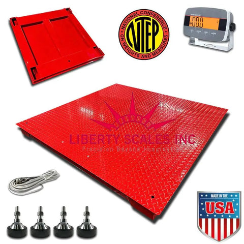Heavy Duty Digital Platform Scale 48 X 60 Inch Workstation with NTEP certification and red steel surface, ideal for logistics use.