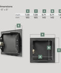 Dimensions of Heavy Hitter Six By Six Inch Galvanized Steel Service Door, showing inner and outer measurements.