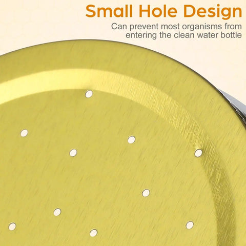 Close-up of small hole design on metal lid from Bee Entrance Feeder For Beehives 8 Pack Perforated Metal Mason Jar Lids Waterers