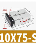 Diagram of Smooth Operation M5 Guided Double Shaft Pneumatic Actuator With Guide Rail For Precise Linear Motion, TN10X75S dimensions