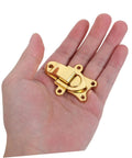 Chic 2pcs Retro Golden Duckbill Toggle Latches Fit Any Wooden Chest Or Toolbox With Stunning Zinc Alloy Finish For Vintage Decor And Secure Fastening, small gold latch in hand