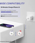 Two Pack 20W USB C PD Fast Charger Block With 6ft And 10ft USB C To Lightning Cables MFi Certified Quick Charge For iPhone 14 in use