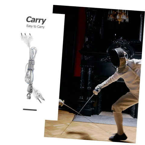 Pro Grade Fencing Mask Connector Cable Clear Cord For Foil And Sabre Training Gear shown with fencer in action
