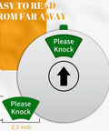 Rotating Privacy Door Sign For Office With Please Knock mode visible, silver 6-inch round sign with dimensions labeled.