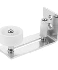 Sliding Barn Door Floor Guide With Wall Mount Track Hardware, heavy-duty double wheel rubber stopper prevents swing and wall damage