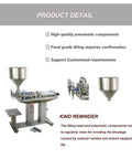 Heavy Duty Dual Head Pneumatic Paste Filling Machine With 50L Vertical Hopper For Shampoo Thick Cream And Cosmetic Liquids, showcasing precision components.