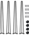Heavy Duty 36 Inch Hairpin Table Legs Set Of Four Half Inch Steel Rods Black Powder Coat 800 Lb Load Capacity Mid Century Modern