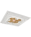 Four Leaf Clover Square Chandelier Medallion for Ceiling Lights and Fans 24 Inches White and Gold with 3D Floral Design