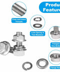 25 Pack M6 Flanged Hex Head Bolts Kit With M6 1 Pitch 16mm Screws Nuts Flat And Spring Lock Washers 304 Stainless Steel Metric Bolt Assortment