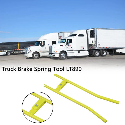Beefy Pro Grade Heavy Duty Truck Brake Spring Tool LT890 with white trucks in background