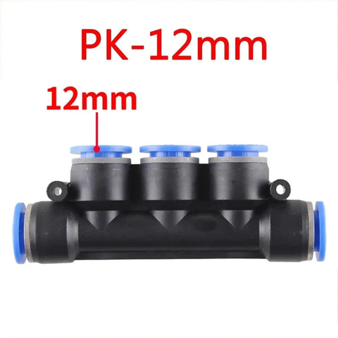 20 Pack 5-Way Pneumatic Push In Tube Fitting Kit For 4 6 8 10 And 12mm Hoses. 12mm black plastic manifold