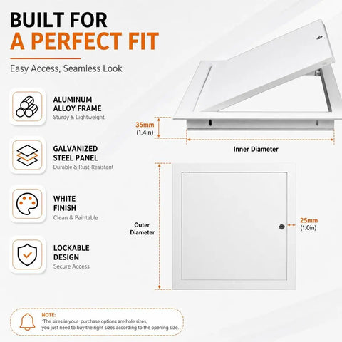 Heavy Duty Aluminum Access Door With Key Lock Tough As Nails Drywall Access Panel dimensions and features overview.