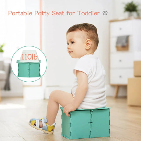Nifty Foldable Toddler Potty Seat Grab And Go Travel Toilet For Little Kiddos Bpa Free With Cleanup Bags Road Trip Ready On Deck For Camping And Family Getaways Green