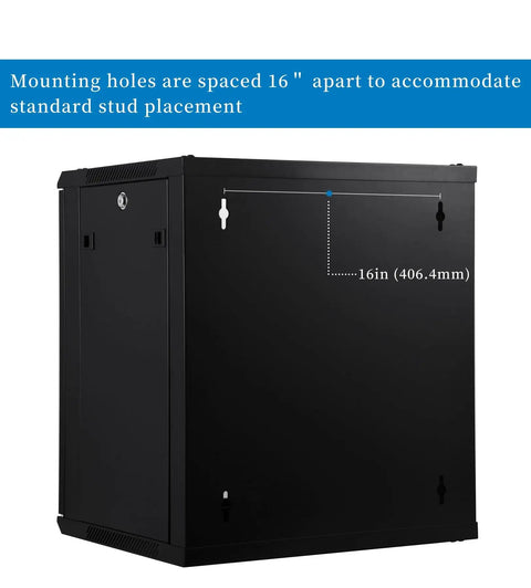 Rock Solid 12U Wall Mount Network Rack Cabinet Featuring Locking Tempered Glass Door Quiet Cooling Fan And Hassle Free Rail System For 19 Inch Server And AV Gear