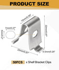 Stainless Steel Shelf Clip Pins 50 Pack Adjustable Bracket Clips For Kitchen Cabinet And Bookcase Shelving Support size details