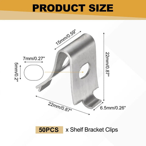 Stainless Steel Shelf Clip Pins 50 Pack Adjustable Bracket Clips For Kitchen Cabinet And Bookcase Shelving Support size details