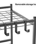 Close-up of removable hooks on Beast Mode Garden Tool Organizer Rack With 35 Slots Heavy Duty Steel Rolling Storage Rack