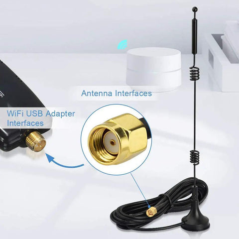 Dual Band WiFi Antennas For Faster Rock Solid Signals 2.4GHz And Five GHz With 9 Dbi Magnetic Base Mimo RP SMA Male Connectors