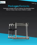 Heavy Duty 3 Step Telescoping Swim Platform Ladder Crafted From Marine Grade 304 Stainless Steel, showing compact folded design.