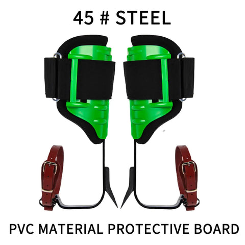 Pro Grade Tree Climbing Kit With Spikes And Adjustable Straps, PVC protective board, 45 steel material, green color