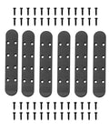 Built To Last Heavy Duty Flat Straight Wood Brace Brackets Kit 6 Pack In Matte Black 7.87 Inch with screws, top view