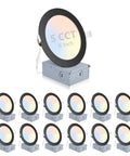 12 Pack 6 Inch Ultra Thin LED Recessed Canless Wafer Downlights With Junction Box 15W 1200 Lumens Five CCT Black Finish