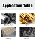 VIERDWIN carbide roughing end mill—4-material application table with stainless steel, copper, die steel and cast iron.