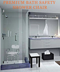 360 Degree Swivel Shower Chair For Tub And Shower in modern bathroom with glass panel, height adjustable with anti-slip features