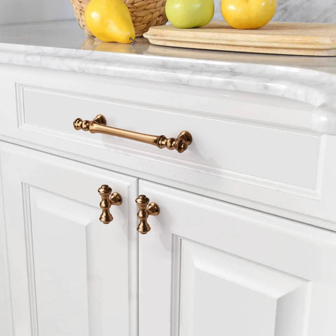 Six Pack 5 Inch Champagne Bronze Cabinet Handles 128mm Brushed Brass Kitchen Cabinet Pulls For Cupboards And Drawers Gold Hardware Set For Home Renovation