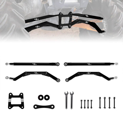 Rear Radius Arms For Polaris RZR XP 1000 2014 To 2023 Beefed Up Ground Clearance And Smoother Off Road Ride Heavy Duty Rear Suspension Arms Improve Obstacle Clearance And Undercarriage Protection black steel rear suspension arms with hardware