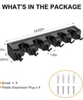 Broom And Mop Organizer Wall Mount 2 Pack With 5 Ball Slots And 6 Hooks Black Space Saver Cleaning Tools Organizer dimensions and accessories