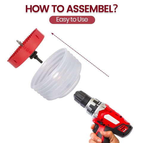 Nexigins 4- and 6-inch hole saw kit with dust bowl, shown with a red cordless drill