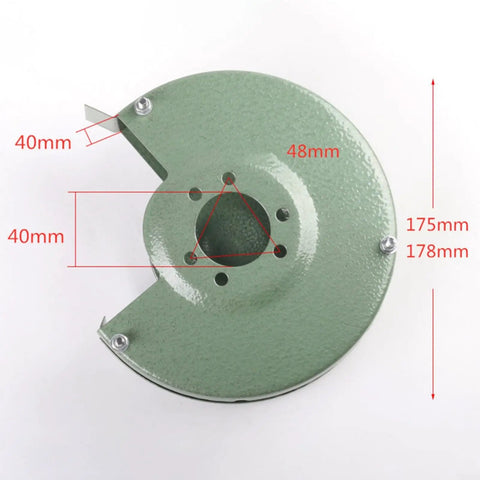 Top view of green iron 6 Inch Bench Grinder Wheel Safety Guard With Inner And Outer Shields, Pro Grade Fit For 150 Type Grinding Machines