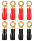 Heavy Duty 4 Gauge Copper Wire Connectors Plus Red And Black Ring Terminals For Battery Cable Adapters, pack of 8.