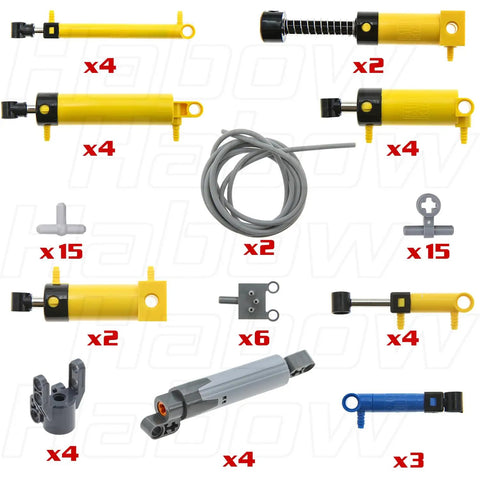 Yellow 35 Piece Pneumatic Technic Parts Kit Compatible With Major Brands Including Air Cylinders Air Pump Pressure Rod Switch Piston