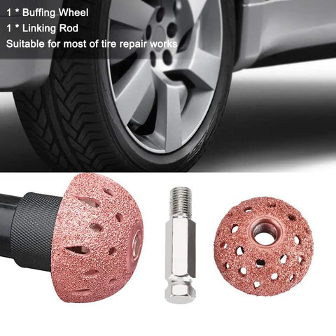 Badass 38mm Tire Buffer Wheel For Auto Grinder Tool With Coarse Grit Tungsten Alloy Grinding Head And Patch Roller with linking rod