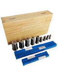 CNC Keyway Broaches Set For Milling Machines 18 Piece High Speed Steel Broaching Toolkit and wooden case display