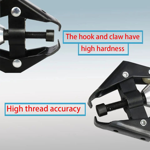 Close-up view of Two In One Heavy Duty Wiper Arm And Battery Terminal Puller Kit showing steel hooks and precision threads for cars.