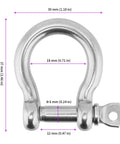 Tough As Nails 15 Pack 1/4 Inch 304 Stainless Steel Screw Pin Shackles, showing dimensions and details for rigging use.