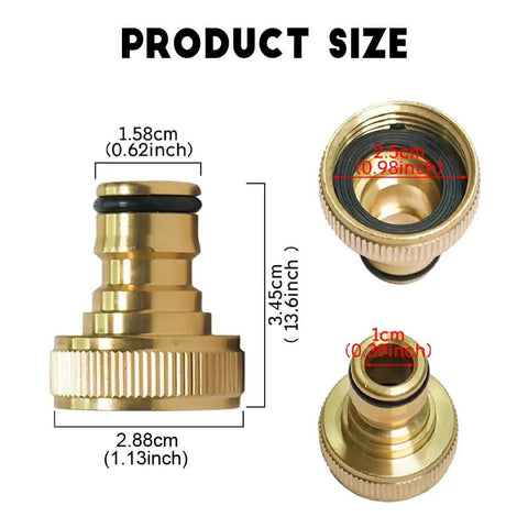 Dimensions of Brass Three Quarter Inch Garden Hose Quick Connect Male Plug Replacement GHT Threaded Fittings For Heavy Duty Water Hoses
