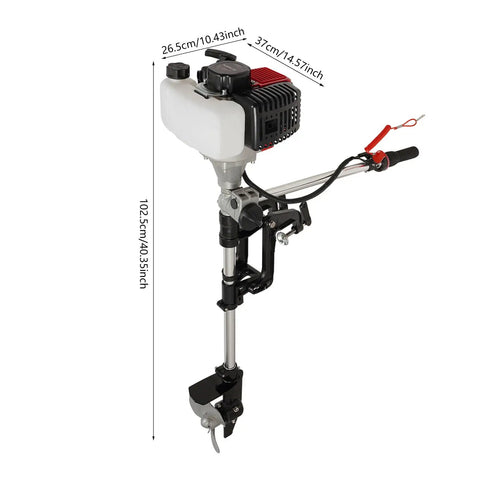 Beast 2 Stroke 2.3 HP Outboard Motor With Heavy Duty Air Cooling System 52CC Boat Engine for Inflatable Boats Kayaks Fishing