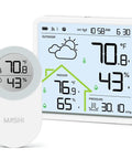 Rechargeable Weather Station With Wireless Indoor Outdoor Thermometer And Atomic Clock With WWVB, 4.3 Inch Backlit Display