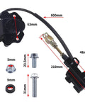 Rear Disc Brake Master Cylinder Caliper With Replaced Disc Brake Pad For 50cc To 125cc ATV Quad Fits TaoTao Peace Motorsports Coolster 3050HD 110cc 125cc Kids Four Wheeler Preinstalled Pads Two Fixing Holes And 63mm Center To Center Mounting shown with dimensions and components