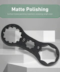 Two Piece Aluminum Front Fork Wrench Set For Bikes, Precision Fit Fork Cap Spanners, matte black wrench on blocks