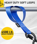 Blue Six Pack Soft Loop Tie Down Straps For Securing ATVs UTVs Motorcycles Scooters Dirt Bikes And Lawn And Garden Equipment