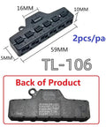 Front and back view of Two Pack 6 Port Wire Connector Splitter Distributor 1 In 6 Out Quick Push In Terminal Block TL-106