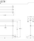 Technical diagram of Freestanding Pedestal Towel Rack In Polished Chrome Triple Towel Design Built To Last Durable Brass Construction